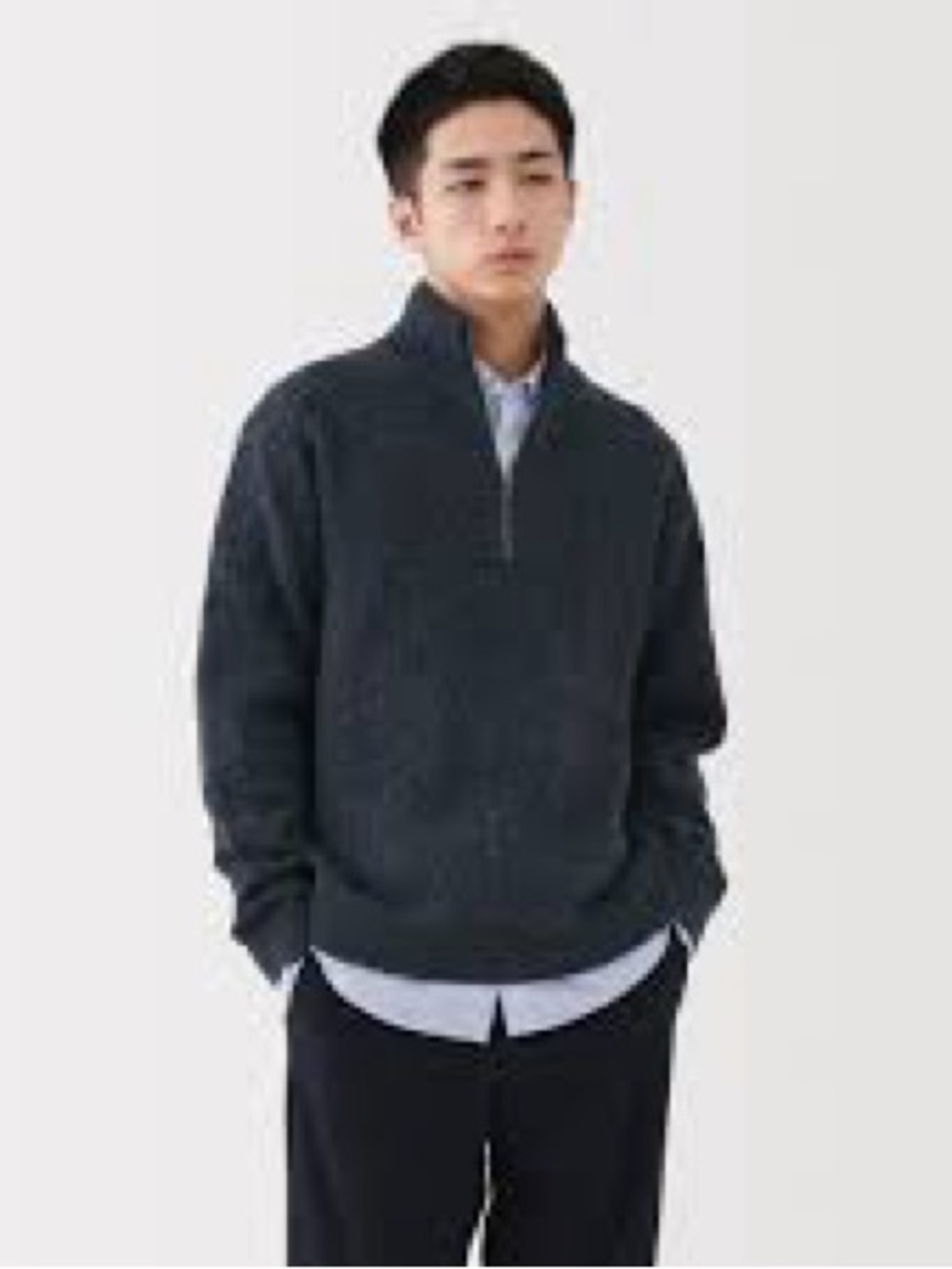 Men's Dark Charcoal Half-Zip Pullover Sweater